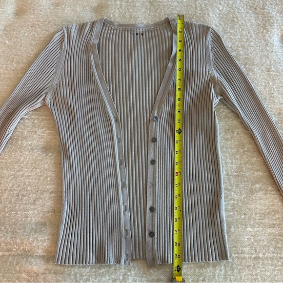 Three Dots Vintage Y2K Tan Silk Cardigan (Read Description) - Picture 7 of 10